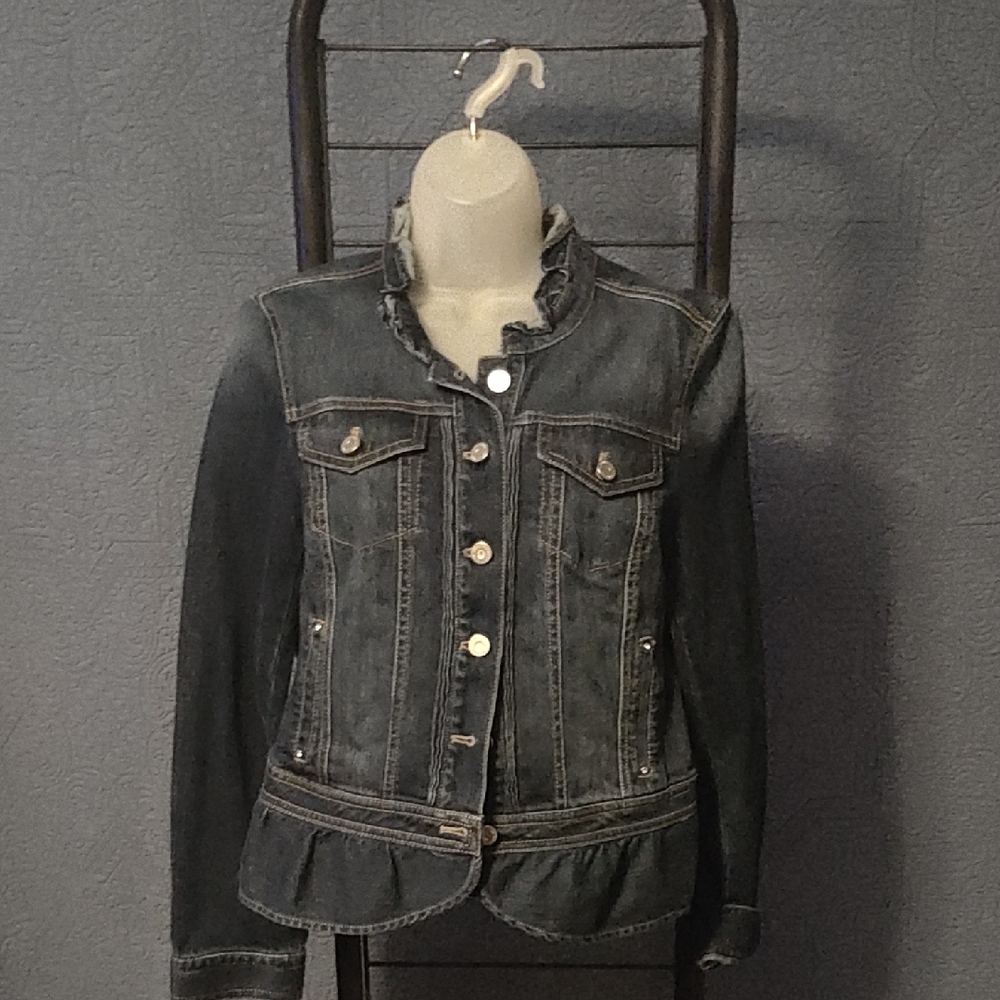 White House Black Market Dark Wash Denim Jean Jacket